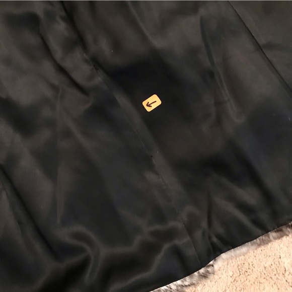 Womens Fur Coat Jacket Size 46 Medium Grey Rabbit Pockets Hook Closure Flaw - Picture 7 of 16